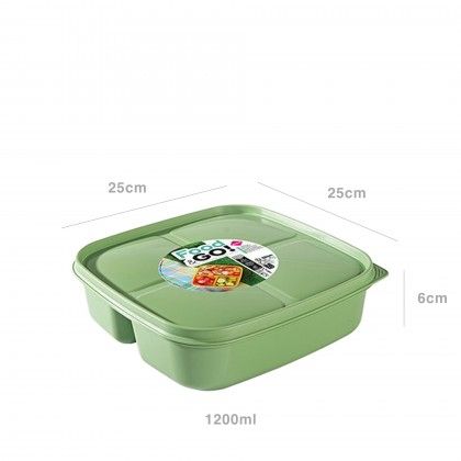 Caixa Hermtica Hega Food&Go 3 Divises 1600ml 21.5X21.5X6cm