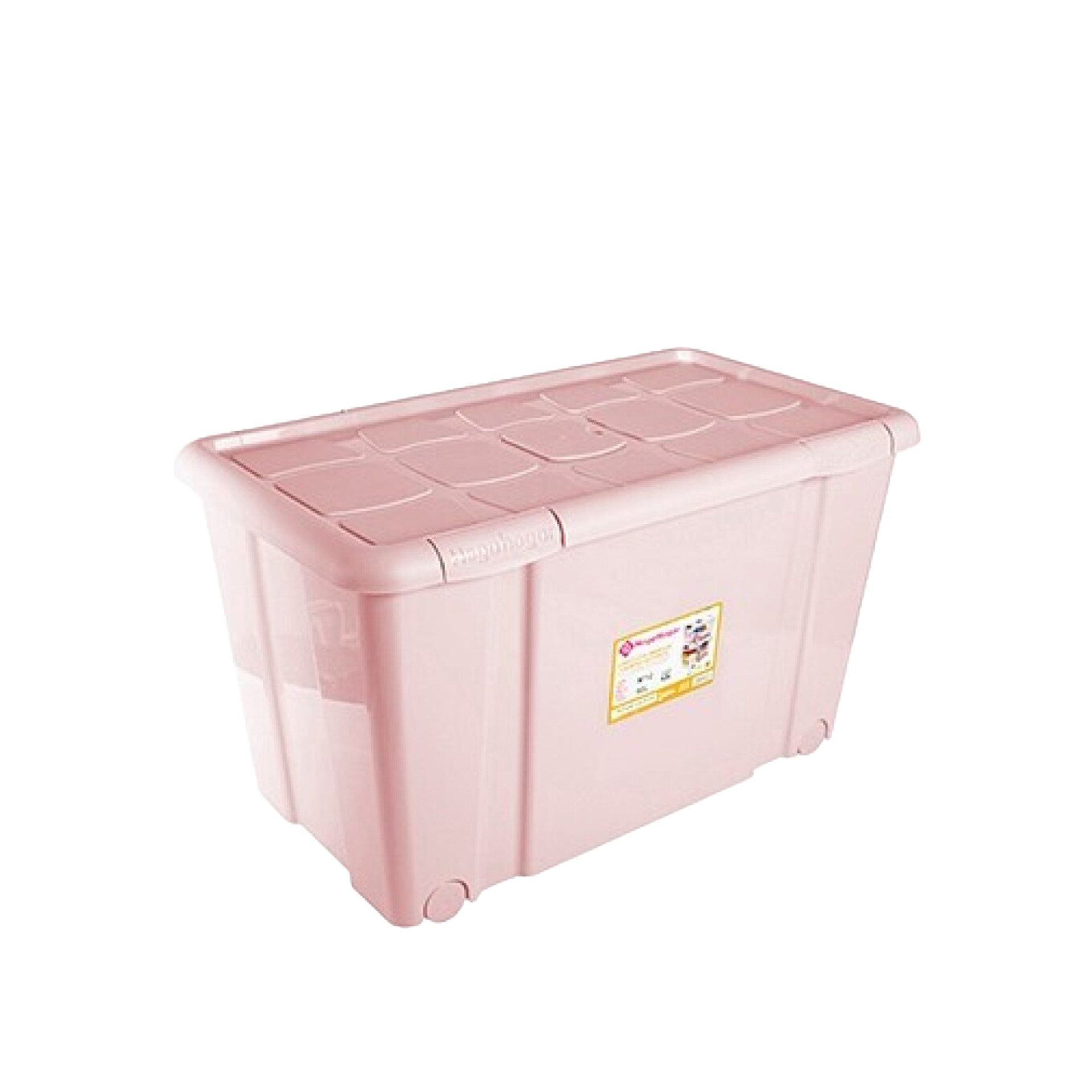 Caixa Arrumos New Box com Fechos e Rodas Rosa 90l 73.2X41.2X31cm