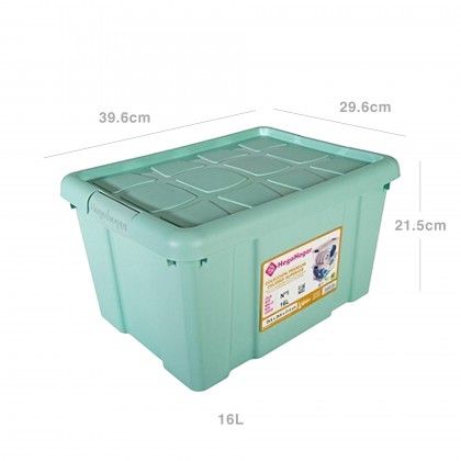 Caixa Arrumos New Box com Fechos Verde 16l 39.6X29.6X21.5cm Caixa Arrumos New Box com Fechos Verde 16l 39.6X29.6X21.5cm