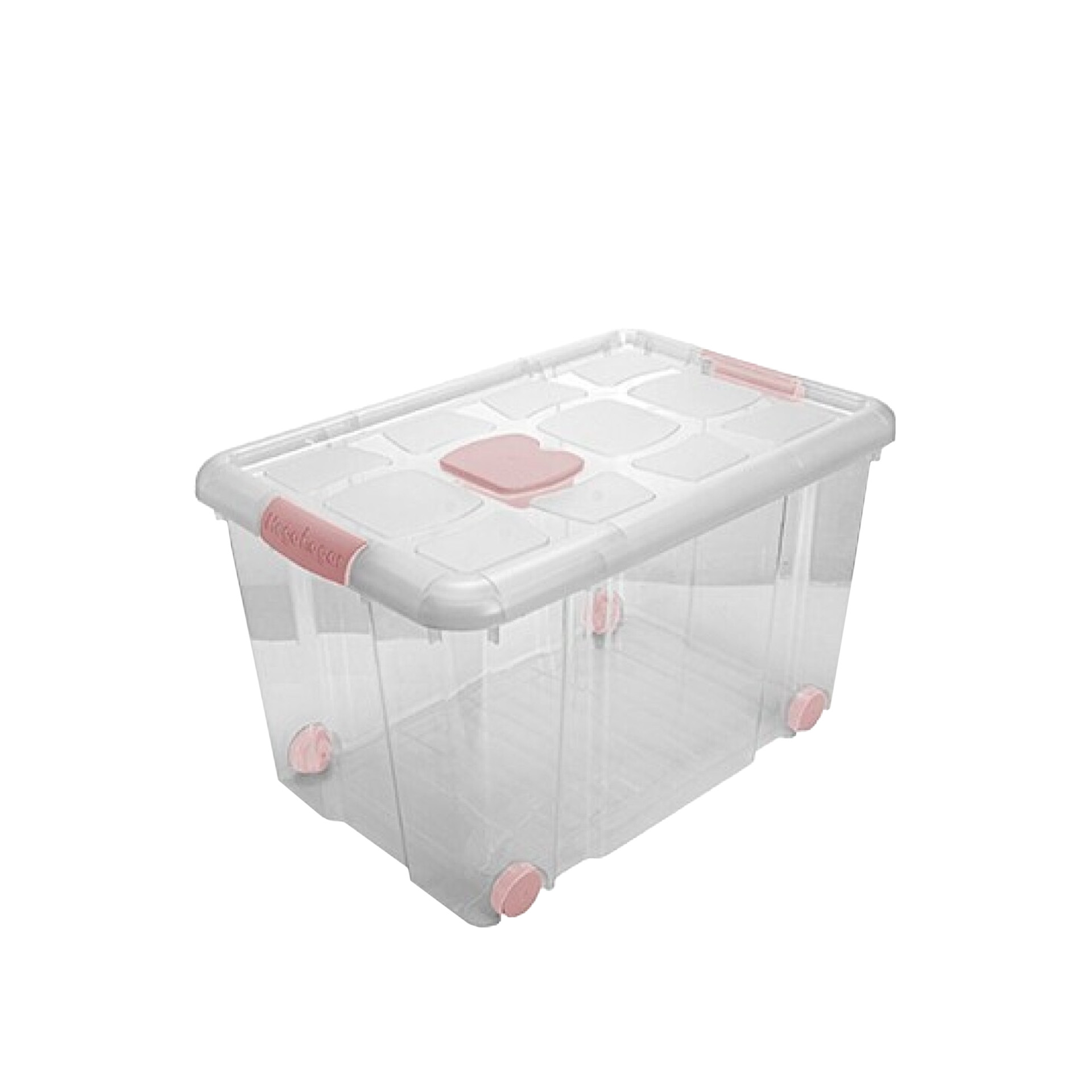 Caixa Arrumos New Box com Fechos e Rodas Rosa 55l 59X40.5X35.7cm