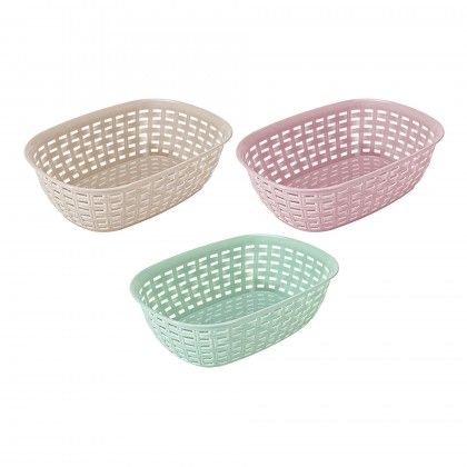 Cesto Multiusos Plstico Rattan Oval Multicor 2000ml 18.4X25.6X7.4cm