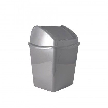 Papeleira Tampa Basculante Segre Quadrada Prata 1100ml 13.5X11.5X17cm