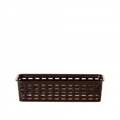 Cesto Multiusos Plstico Rattan Retangular Castanho 800ml 24.2X8X6cm