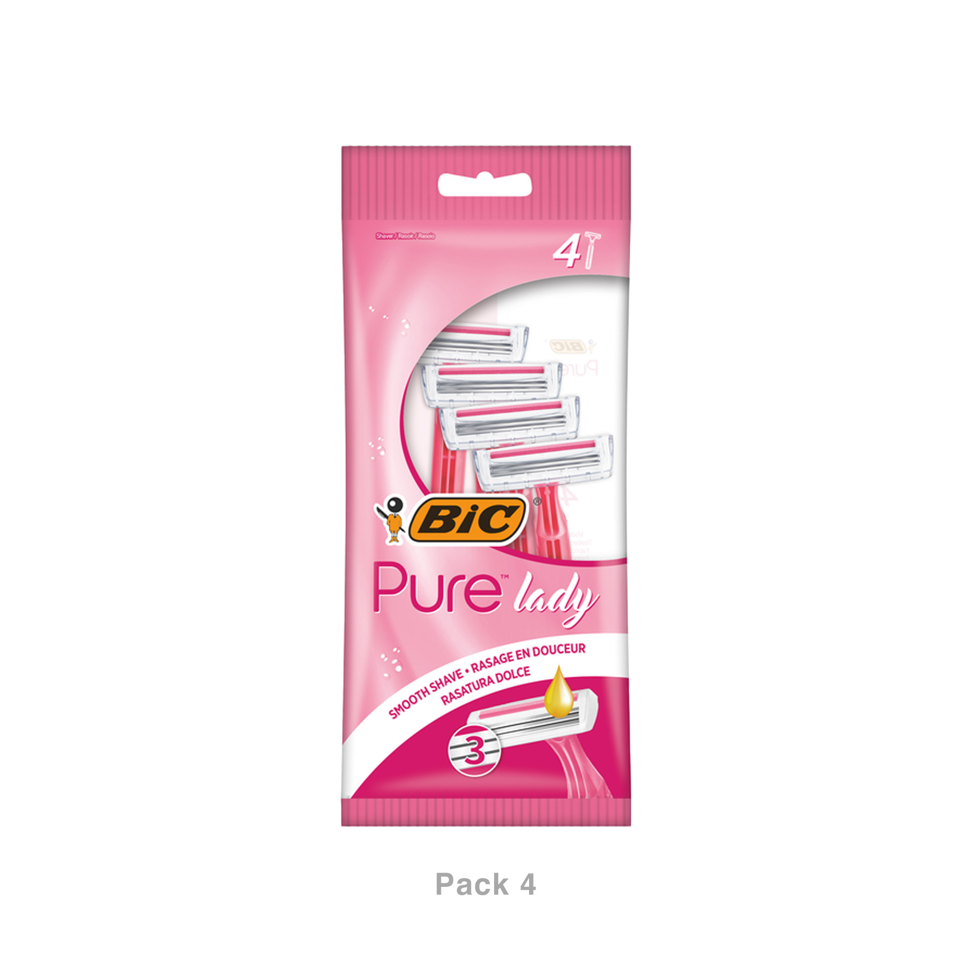 Lâmina Depiladora Descartável Bic Pure Lady Pink Pack 4