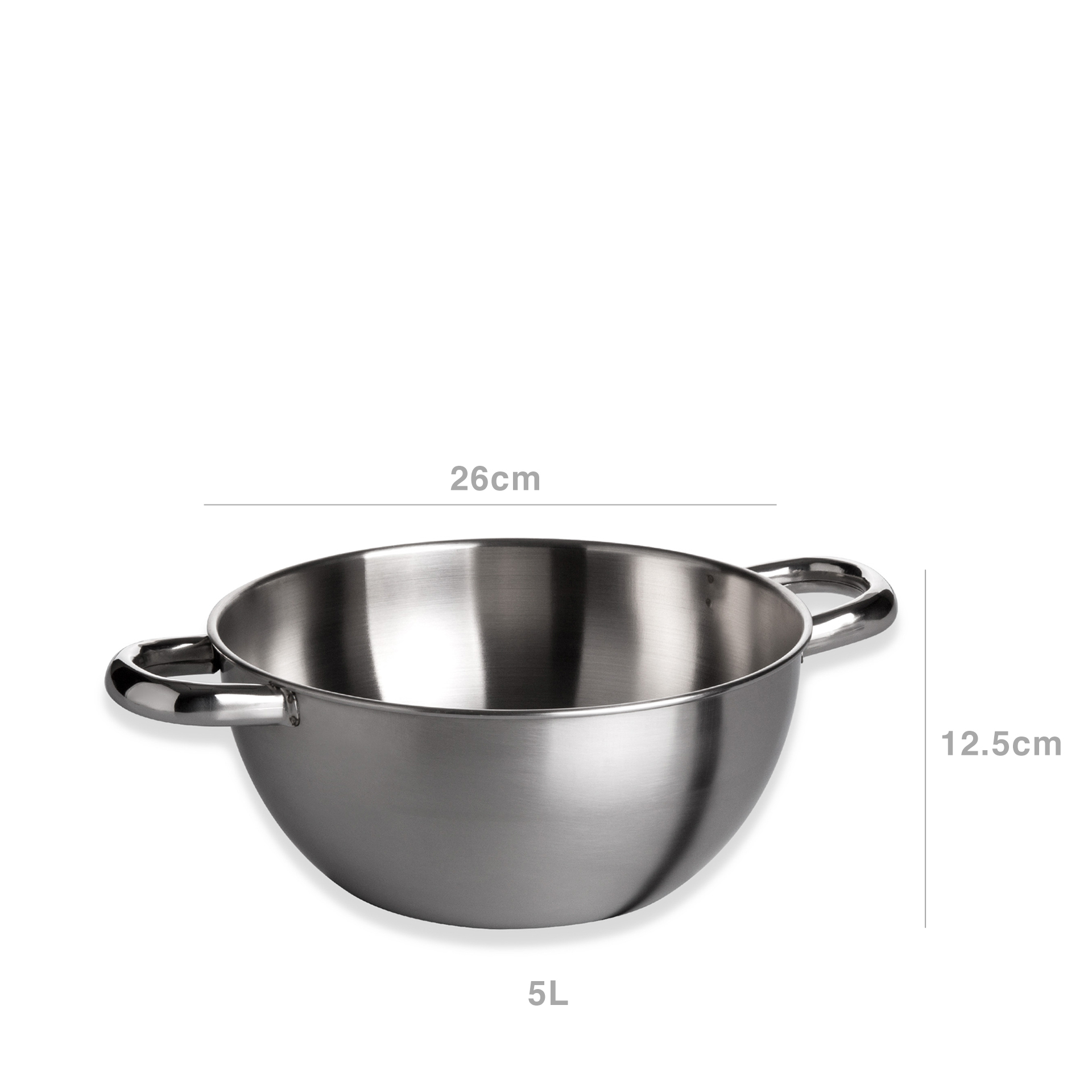 Tigela Hotelaria Inox Grand Gourmet com Asas Redondo 5L 26X12.5cm