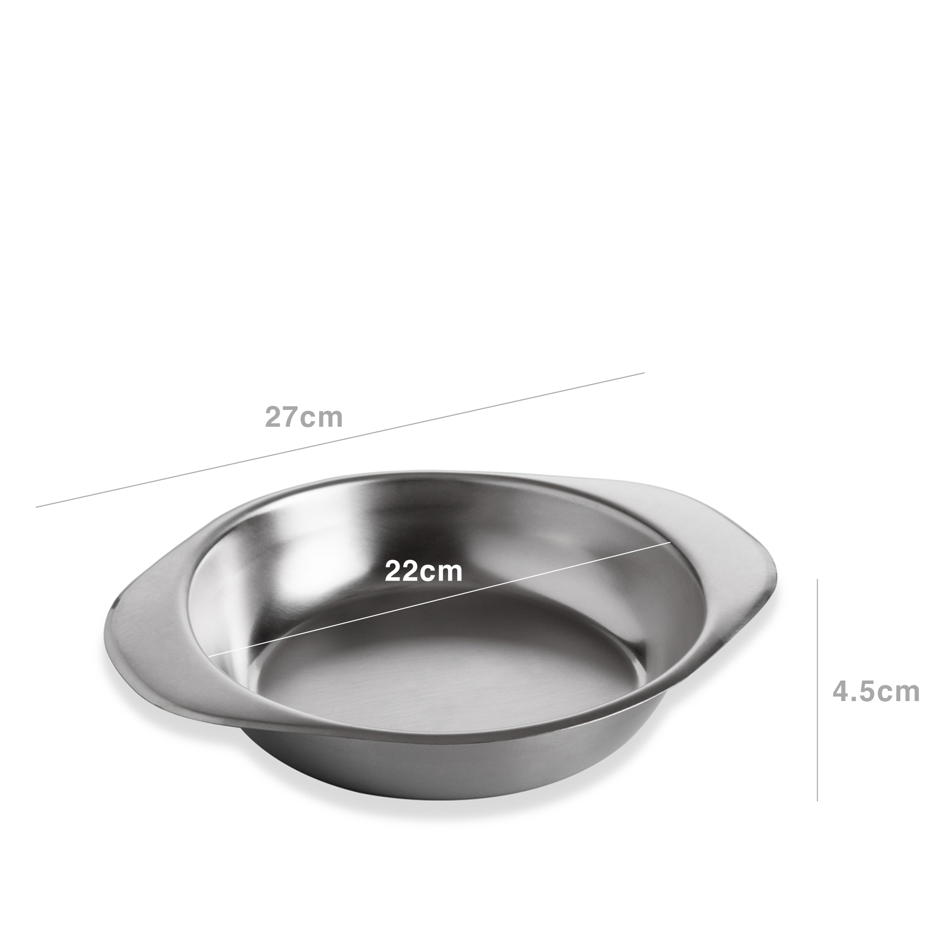 Prato Inox Gourmet Fundo com Asas 22X27X4.5cm