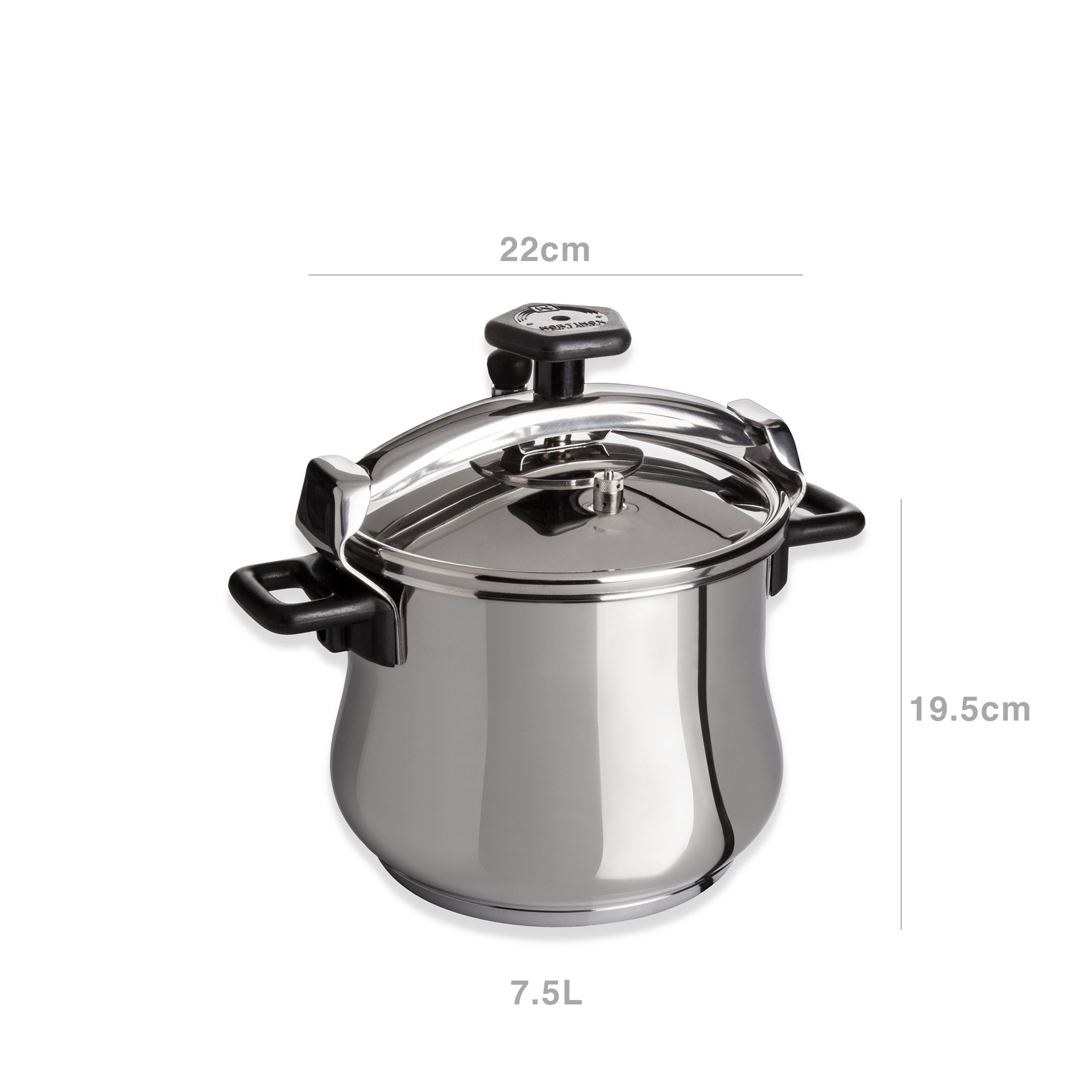 Panela Pressão Inox Bojuda Redonda 7500ml 22X19.5cm
