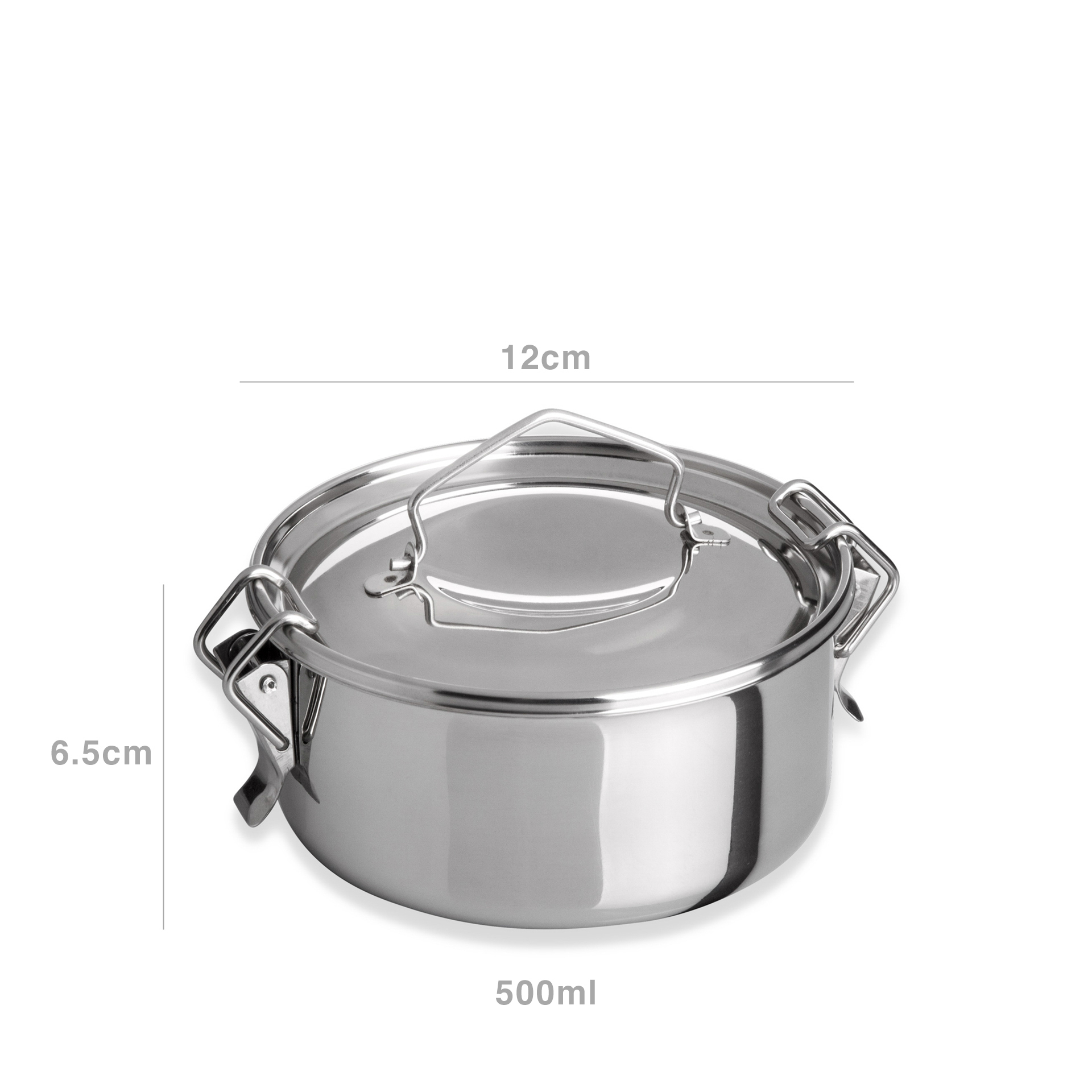 Marmita Inox sem Fundo Térmico Cookware Simples 500ml 12X6.5cm