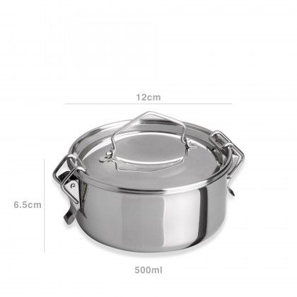 Marmita Inox sem Fundo Trmico Cookware Simples 500ml 12X6.5cm