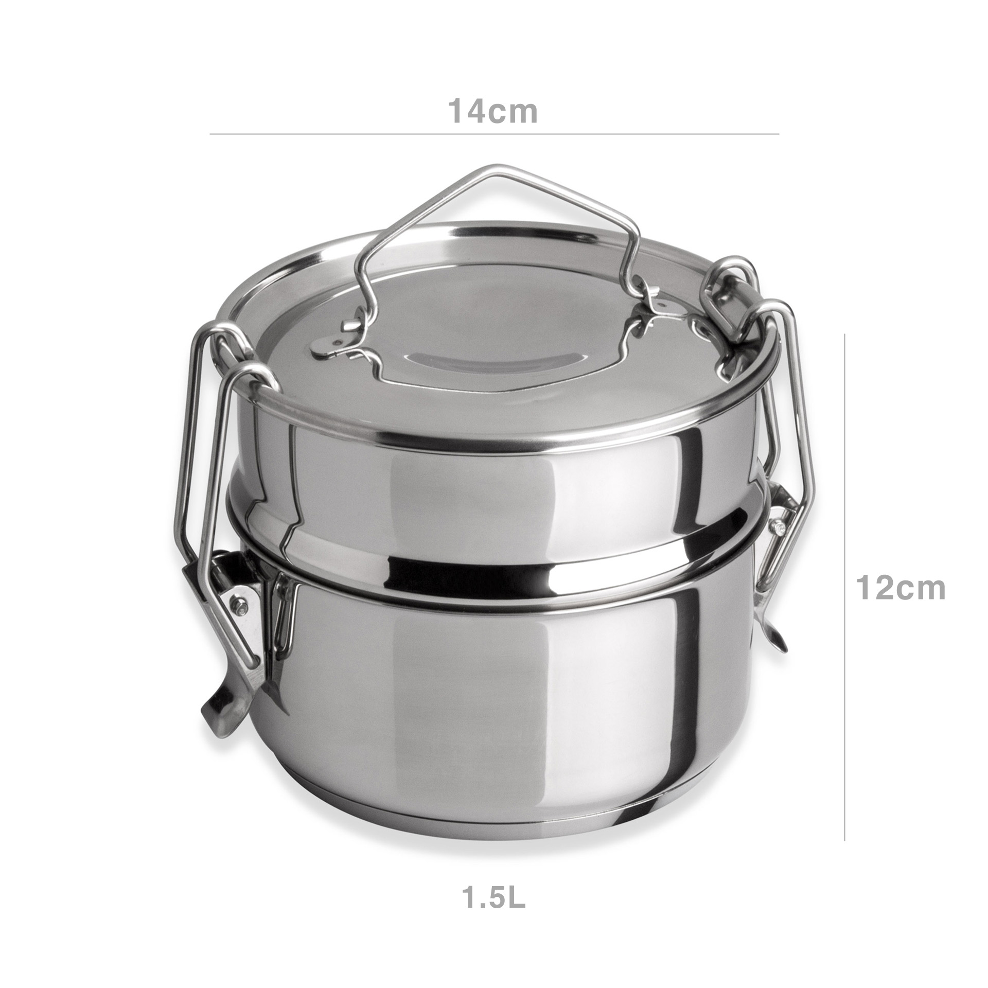 Marmita Inox Fundo Térmico Cookware Dupla 1500ml 14X12cm