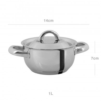 Caarola Inox 2004 com Asas Redonda 1L 14X7cm