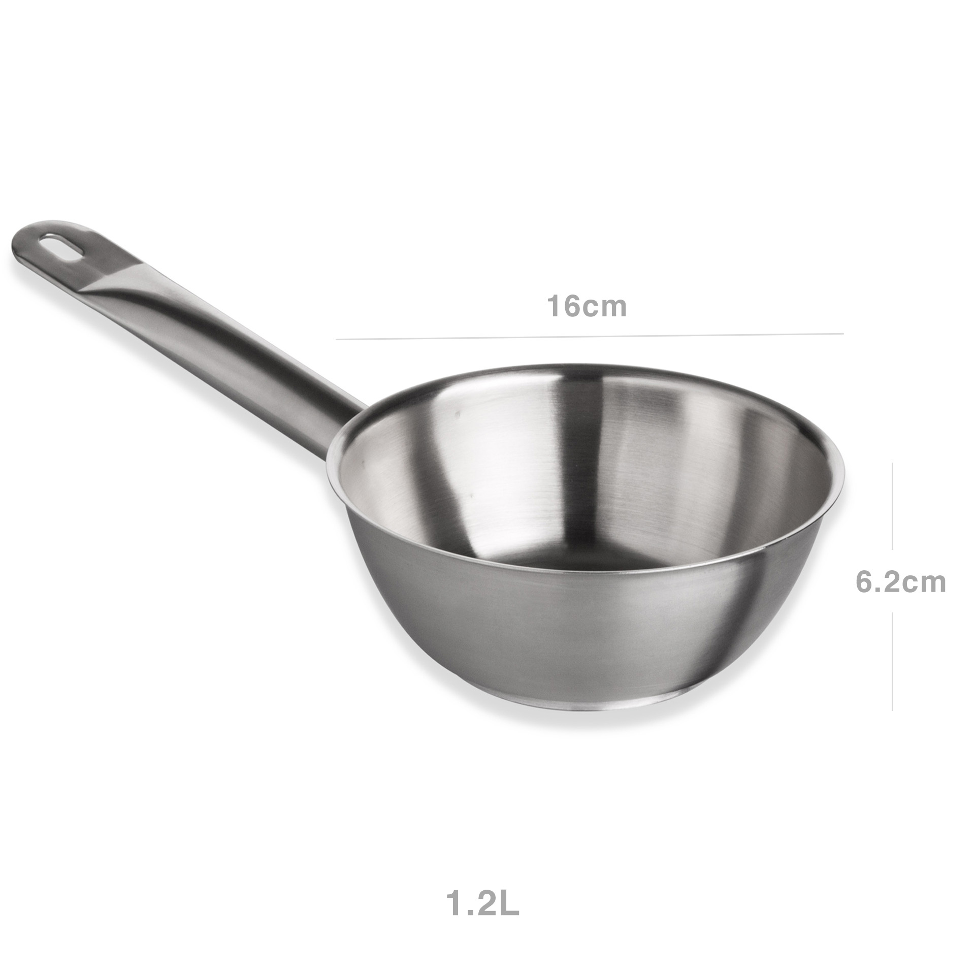 Caçarola Cónica Inox Grand Gourmet com Cabo Nº16 1200ml 16X6.2cm