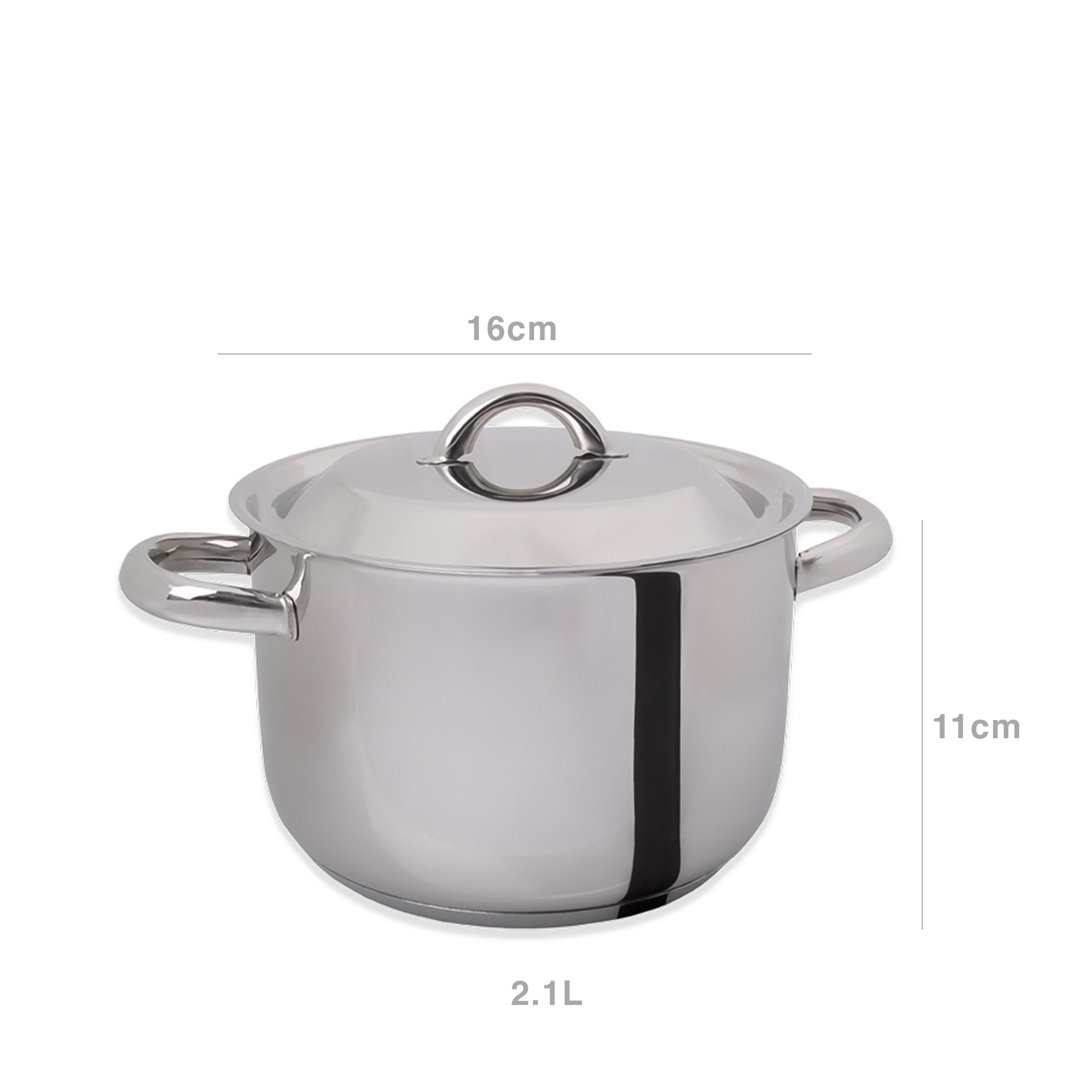 Panela Inox 2004 com Asas Redonda 2.1L 16X11cm