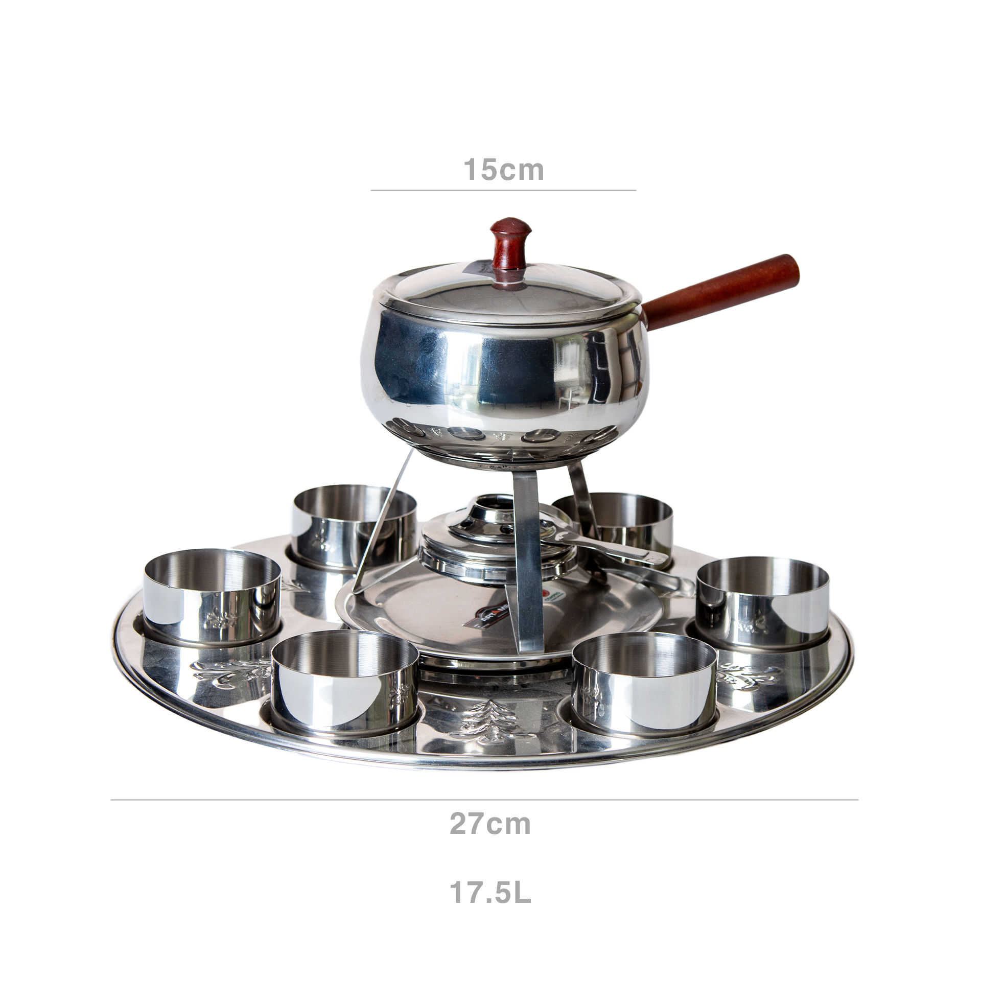Fondue Giratório Gourmet 6 Taças + 6 Garfos 1750ml 15X27cm