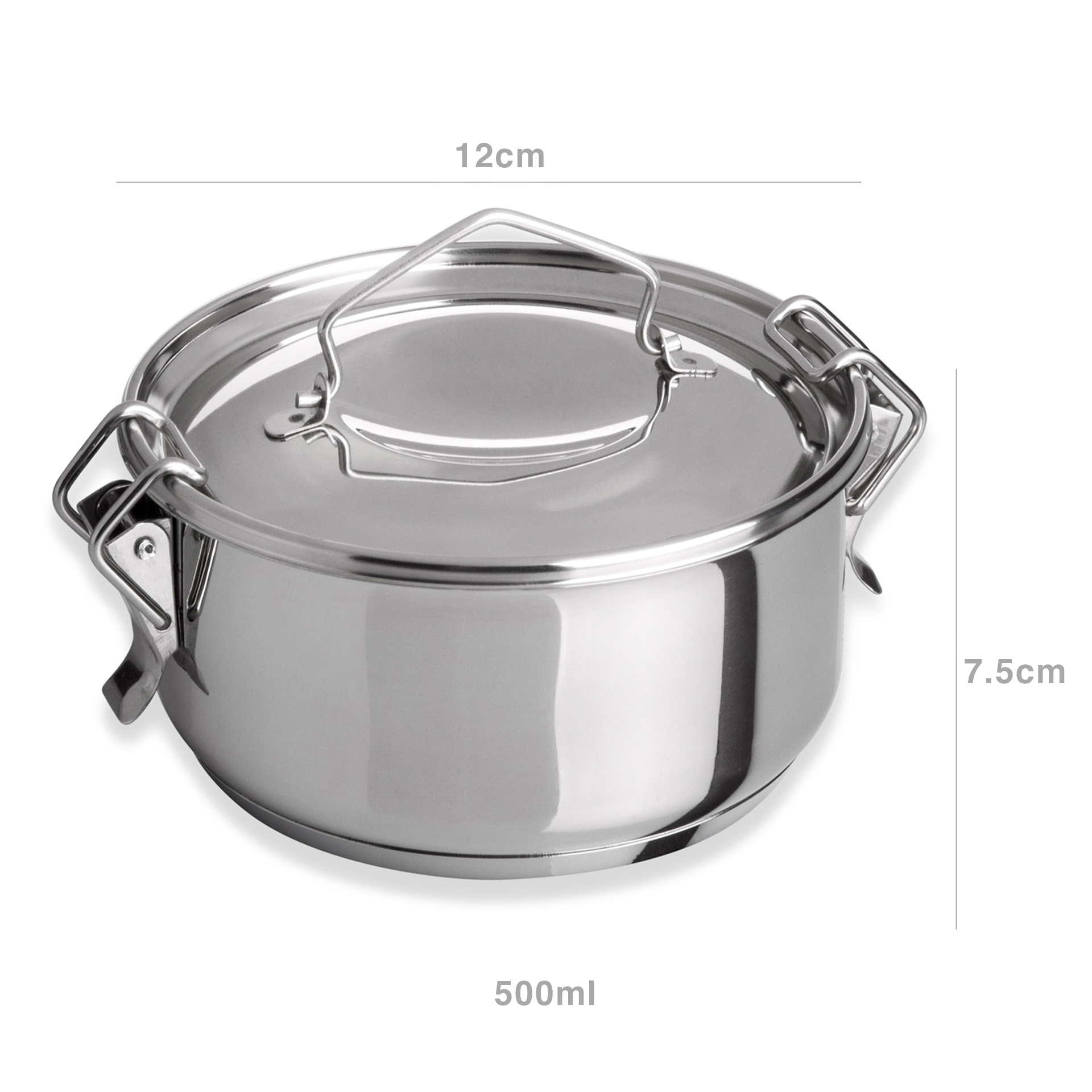 Marmita Inox Fundo Térmico Cookware Simples 500ml 12X7.5cm
