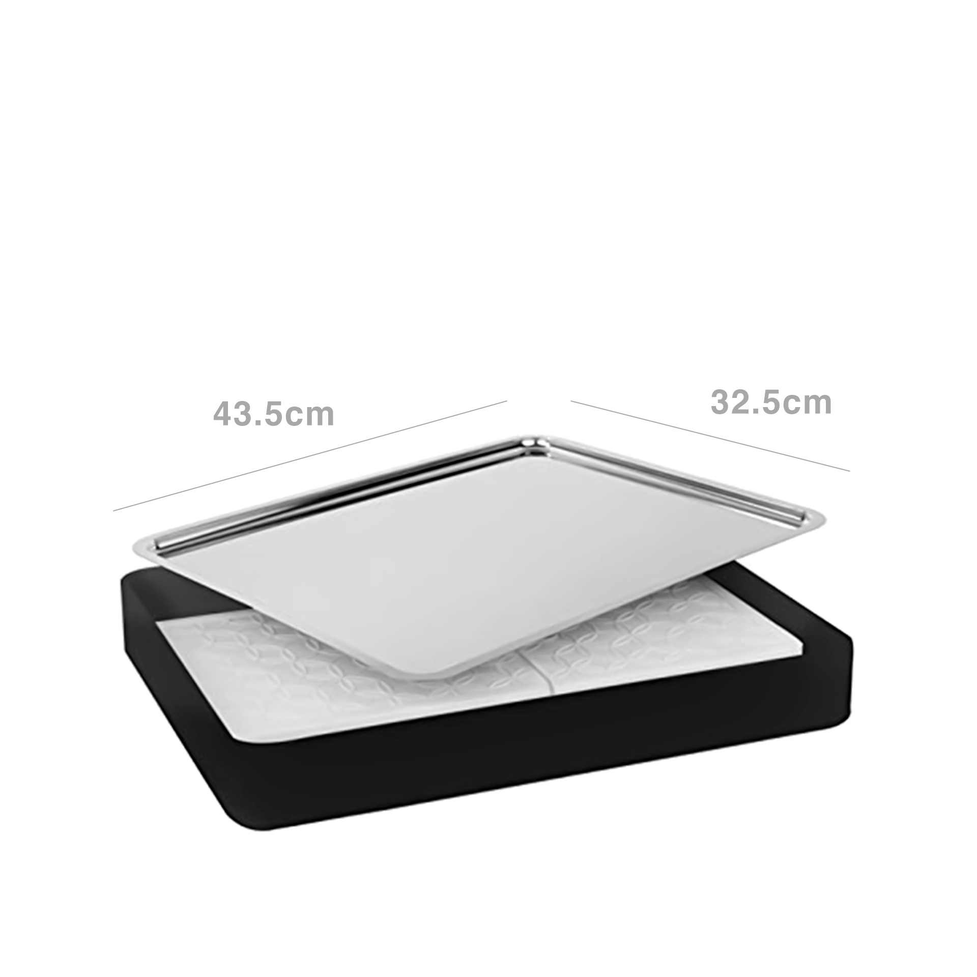 Bandeja Buffet Inox Aps Preto 43.5X32.5X6cm