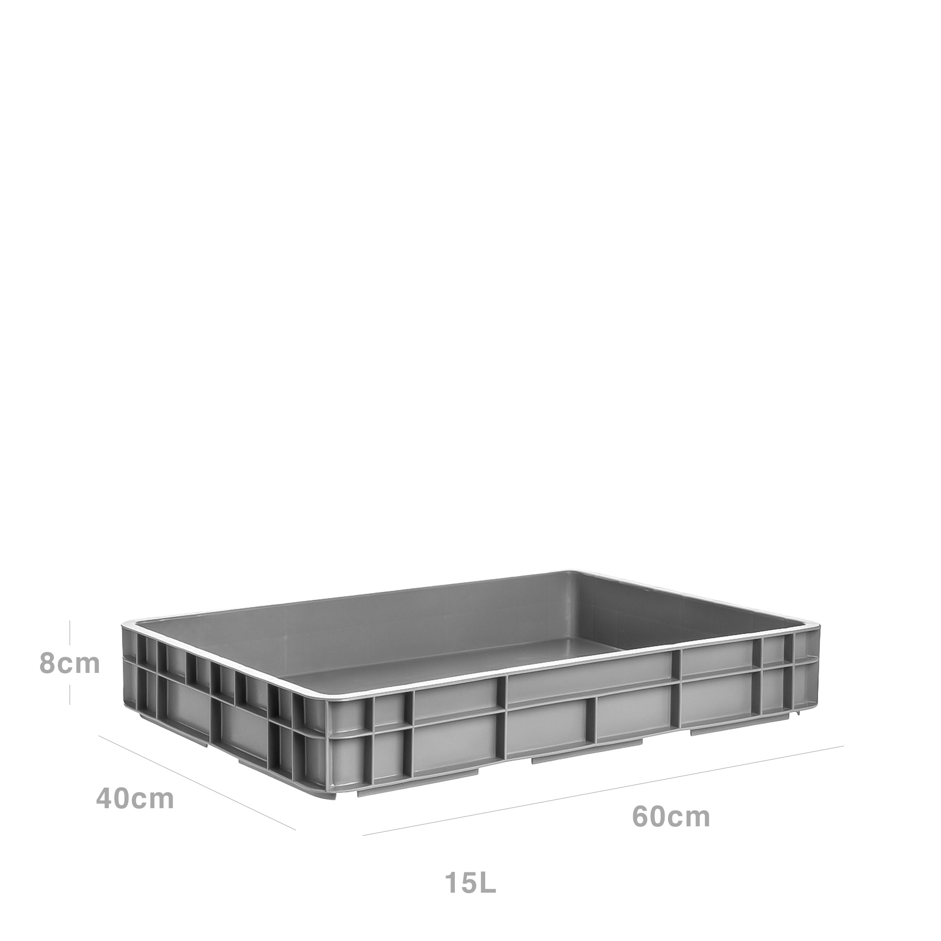 Caixa Contentora Fechada Cinza 15L 60X40X8cm