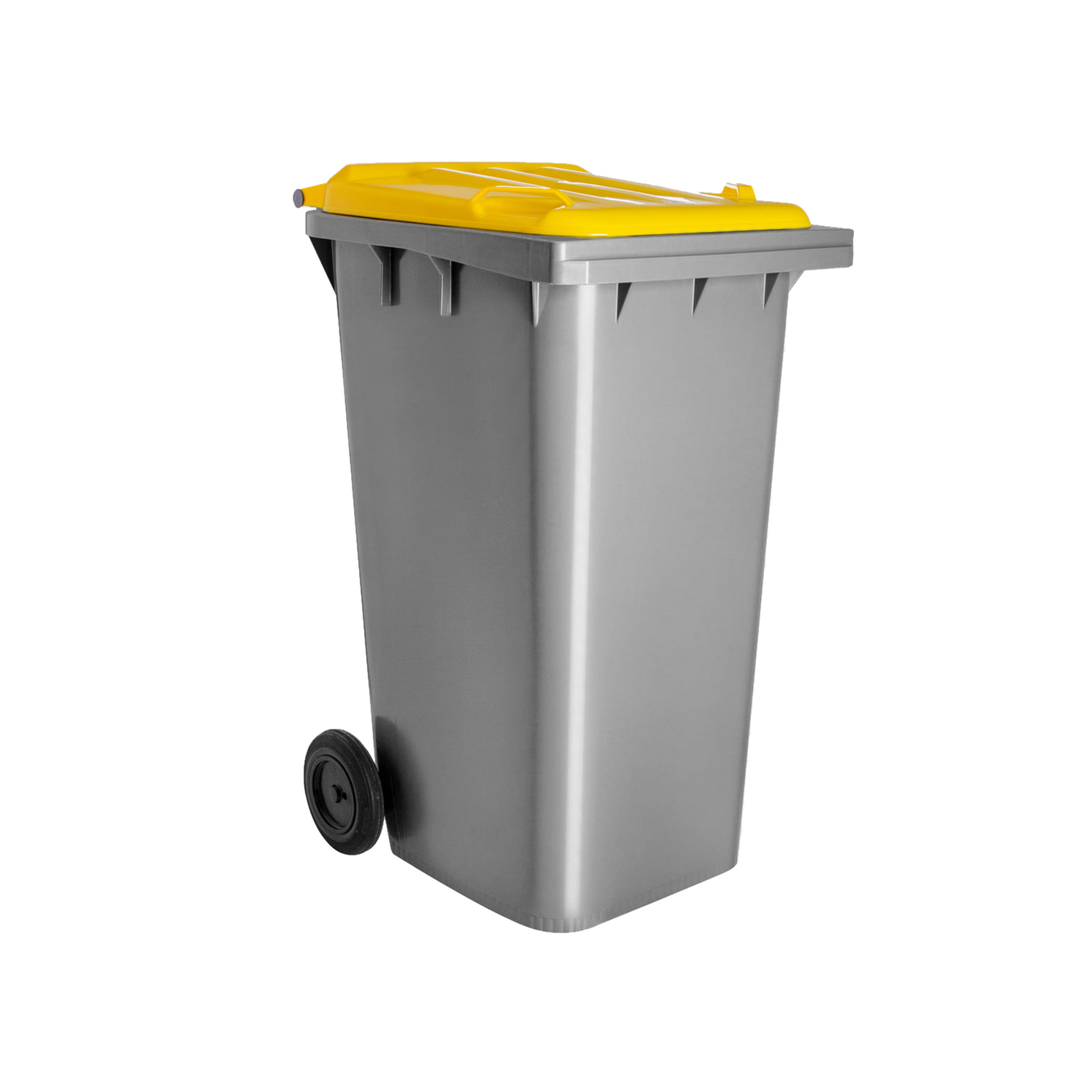 Contentor Eco Cinza com Rodas Tampa Amarela 240l 73.5X58X100cm
