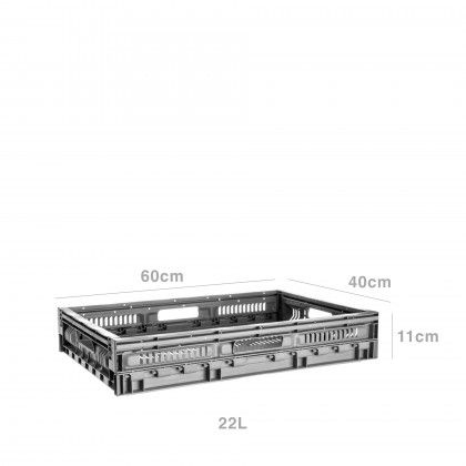 Caixa Contentora Rebatvel Perfurada Cinza 22L 60X40X11cm