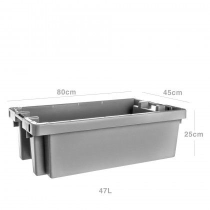 Caixa Contentora Fechada Cinza 47L 80X45X25cm Caixa Contentora Fechada Cinza 47L 80X45X25cm