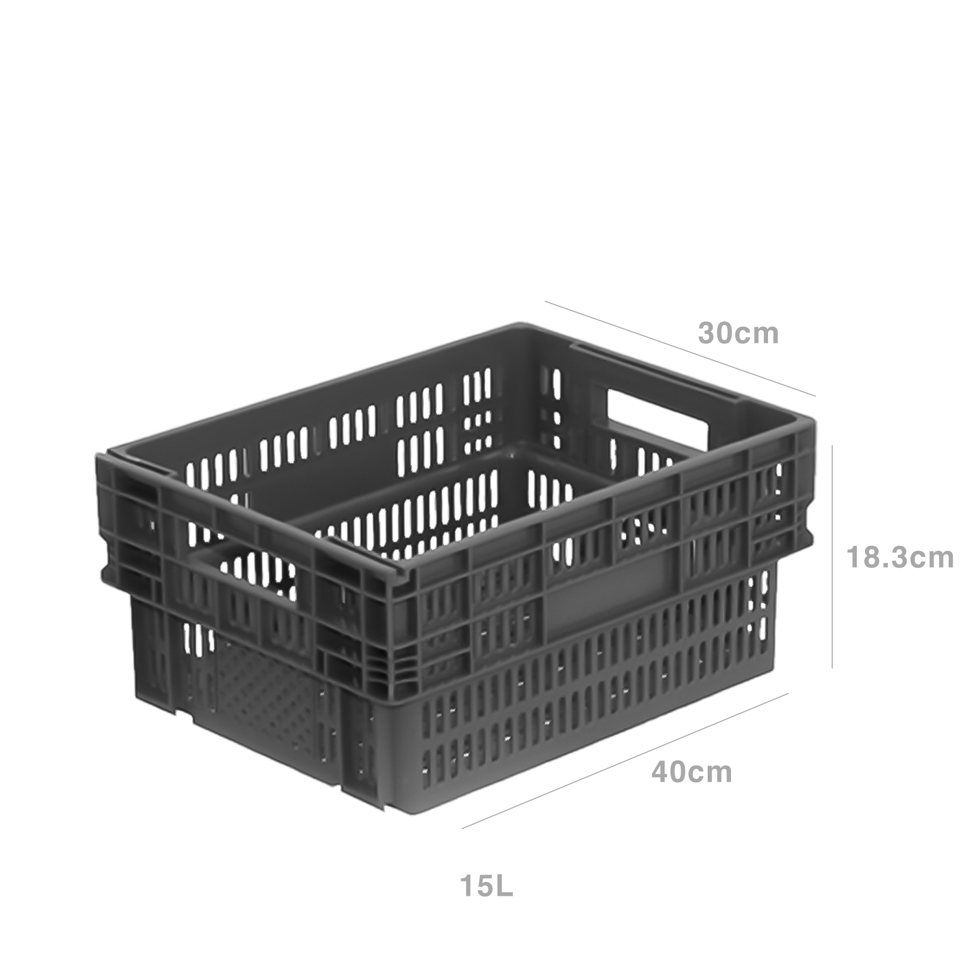 Caixa Contentora Fechada Cinza 15L 40X30X18.3cm