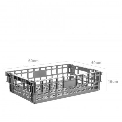 Caixa Contentora Perfurada Cinza 26L 60X40X15cm