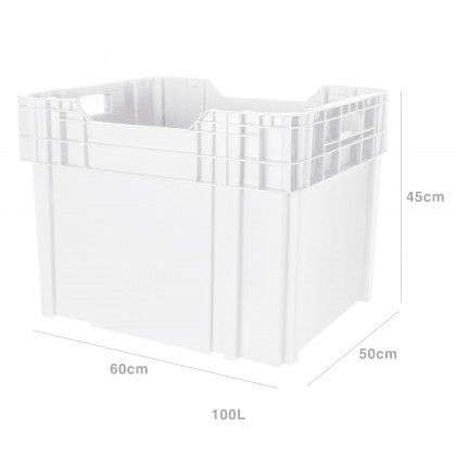 Caixa Contentora Fechada Branco 100L 60X50X45cm Caixa Contentora Fechada Branco 100L 60X50X45cm