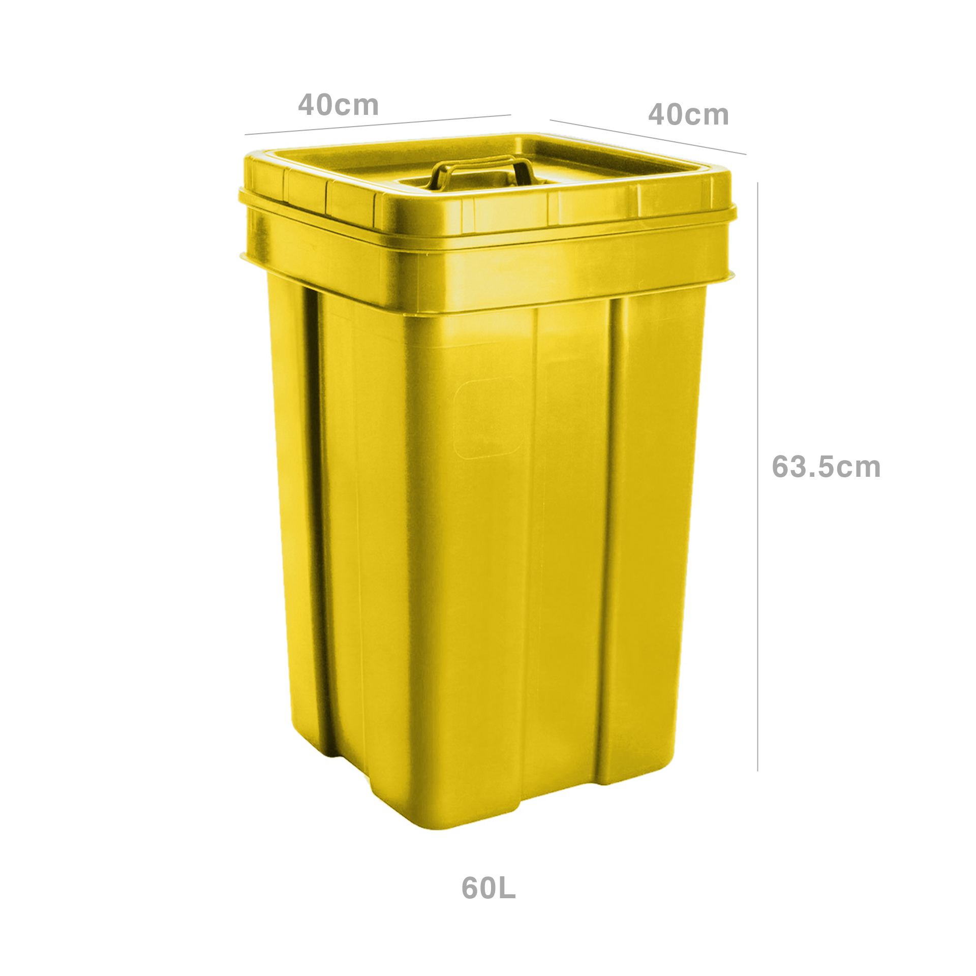 Contentor Lixo Tampa Solta Amarelo 60l 40X40X63.5cm