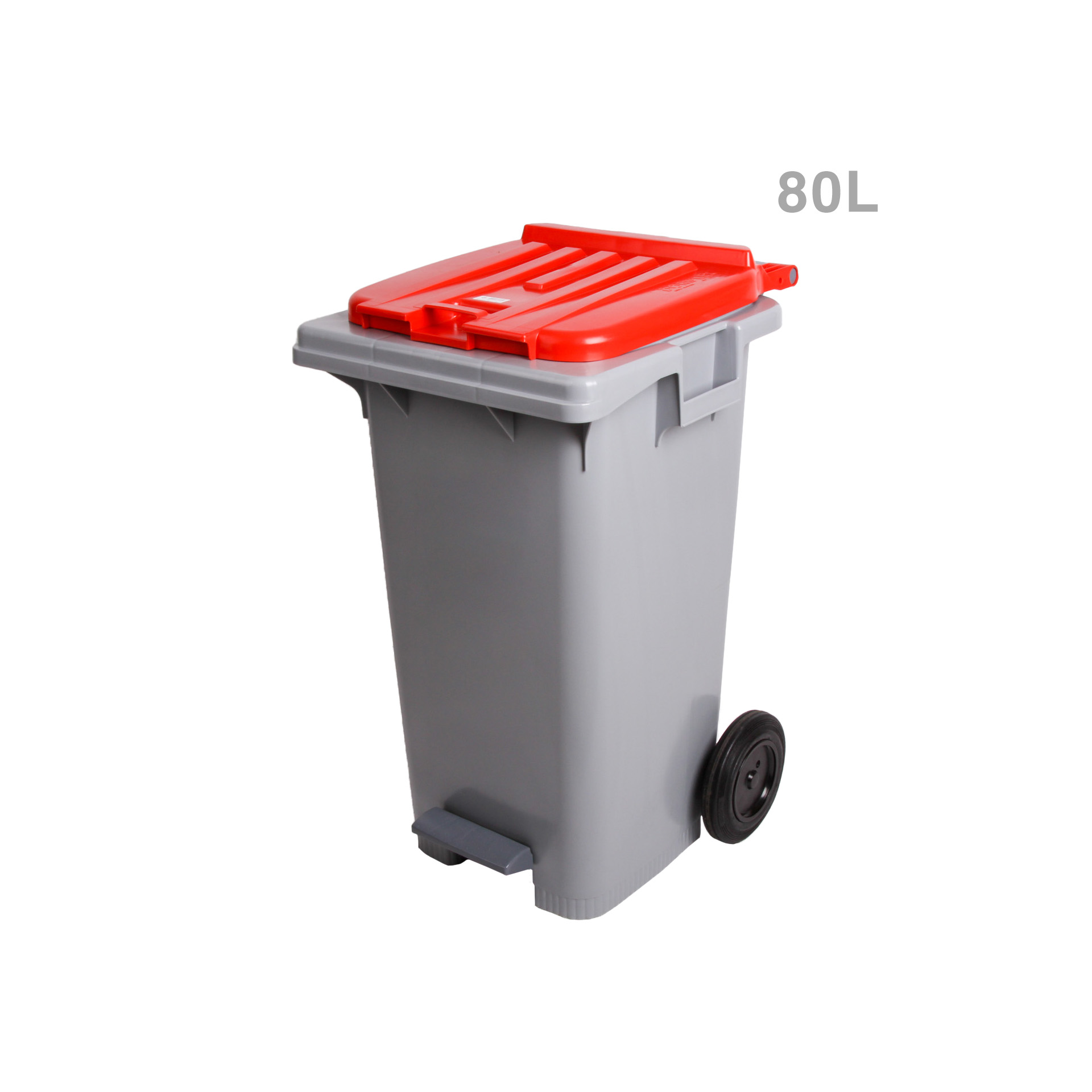 Contentor com Pedal e Rodas Tampa Vermelha 80l 55X47.5X86.5cm