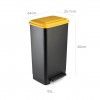 Balde com Pedal Preto Tampa Amarela 42L 64X35.7X30cm