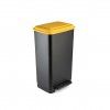 Balde com Pedal Preto Tampa Amarela 42L 64X35.7X30cm