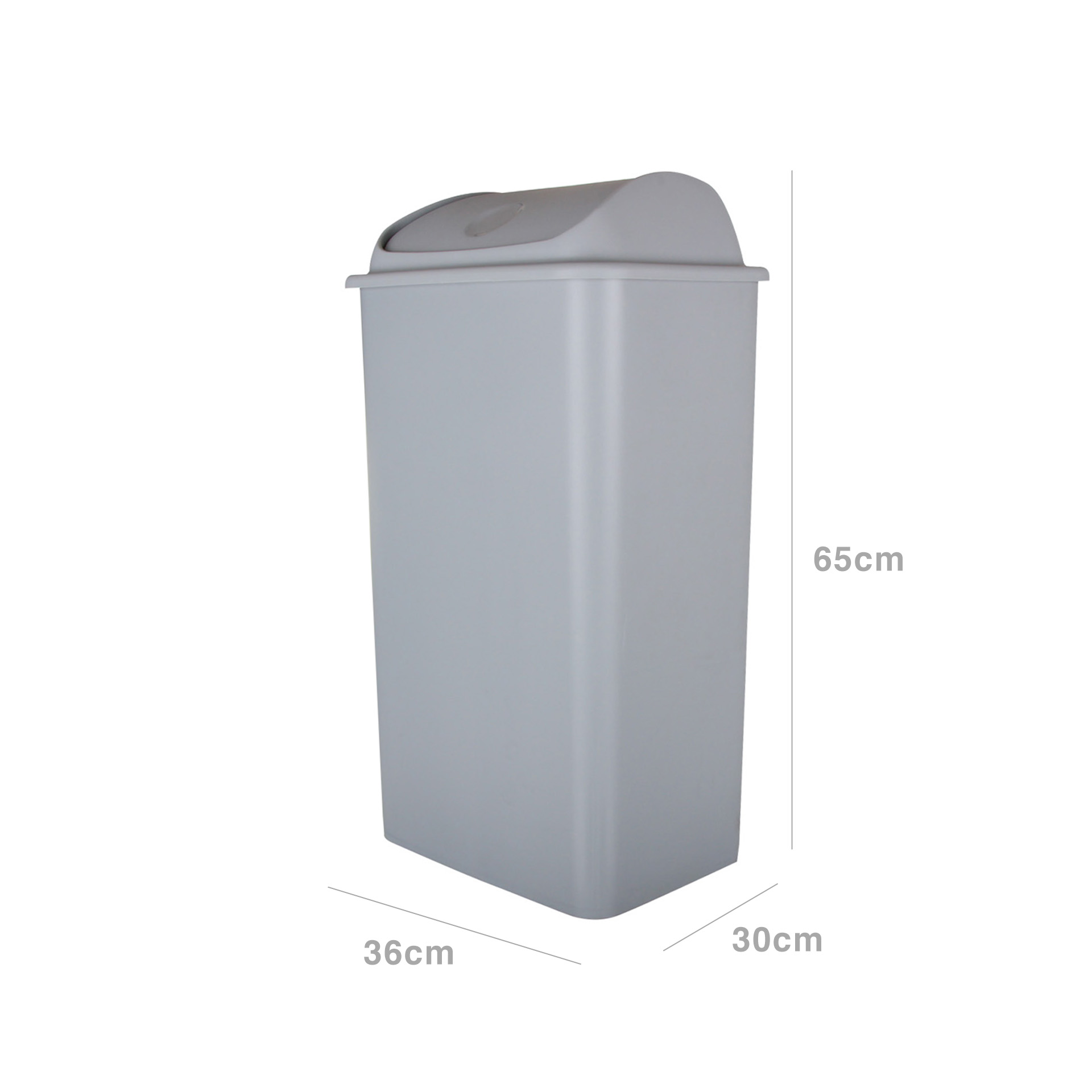 Balde com Tampa Basculante Cinzento 42l 65X36X30cm