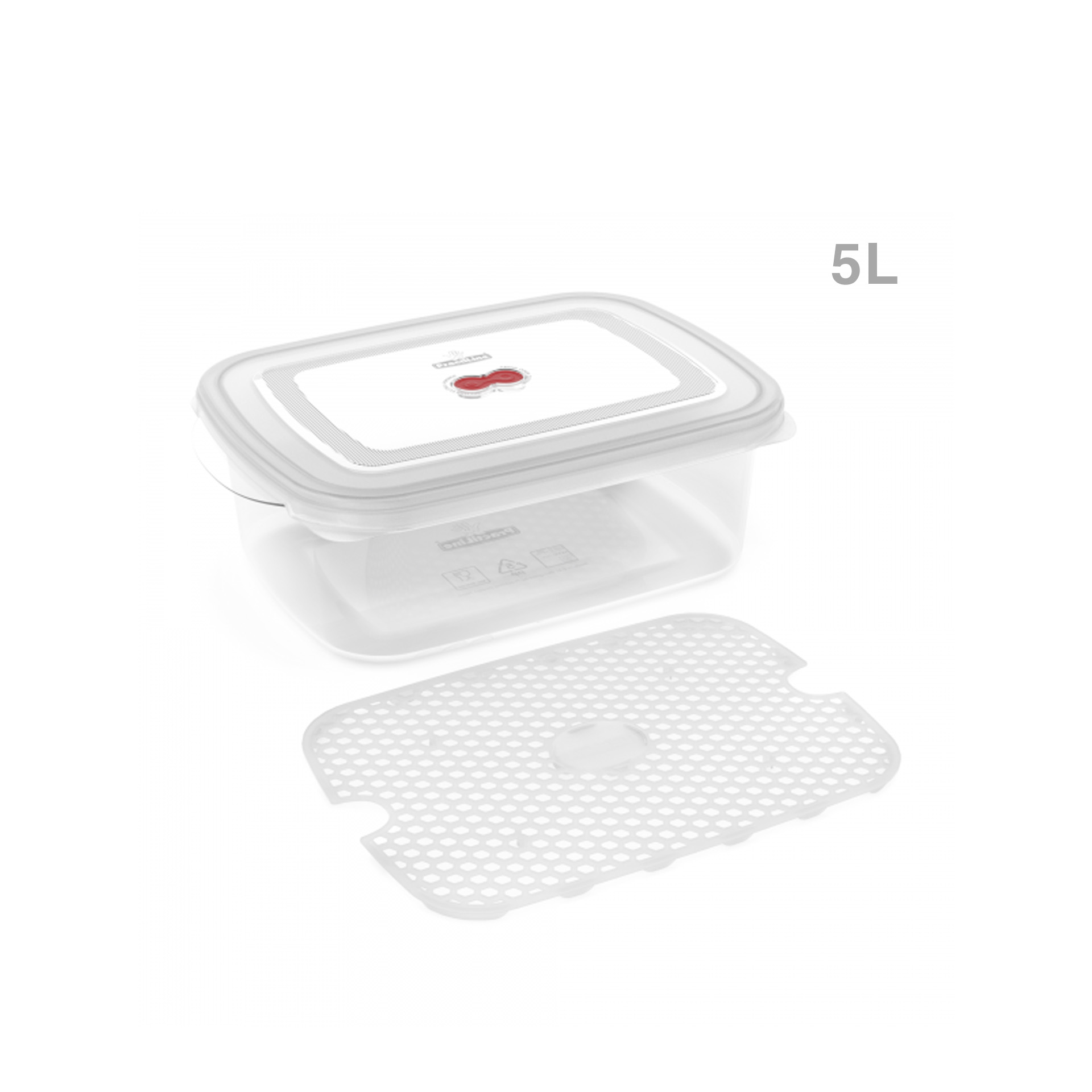 Caixa Hermética Practiline Maxifresh Retangular com Grelha 5000ml 22.5X32.5X10.5cm