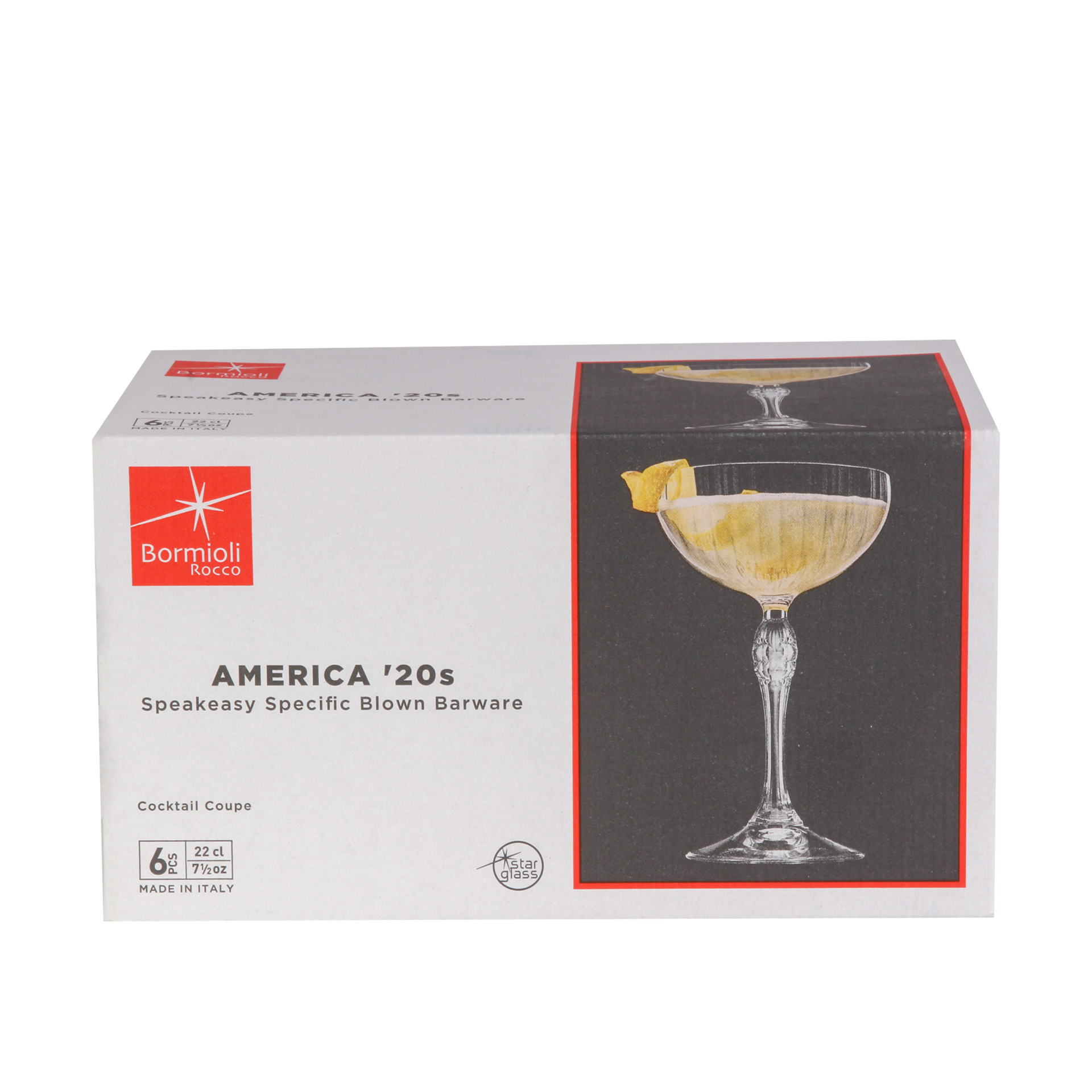 Copo Vidro America 20s com Pé Cocktail 22cl Pack 6