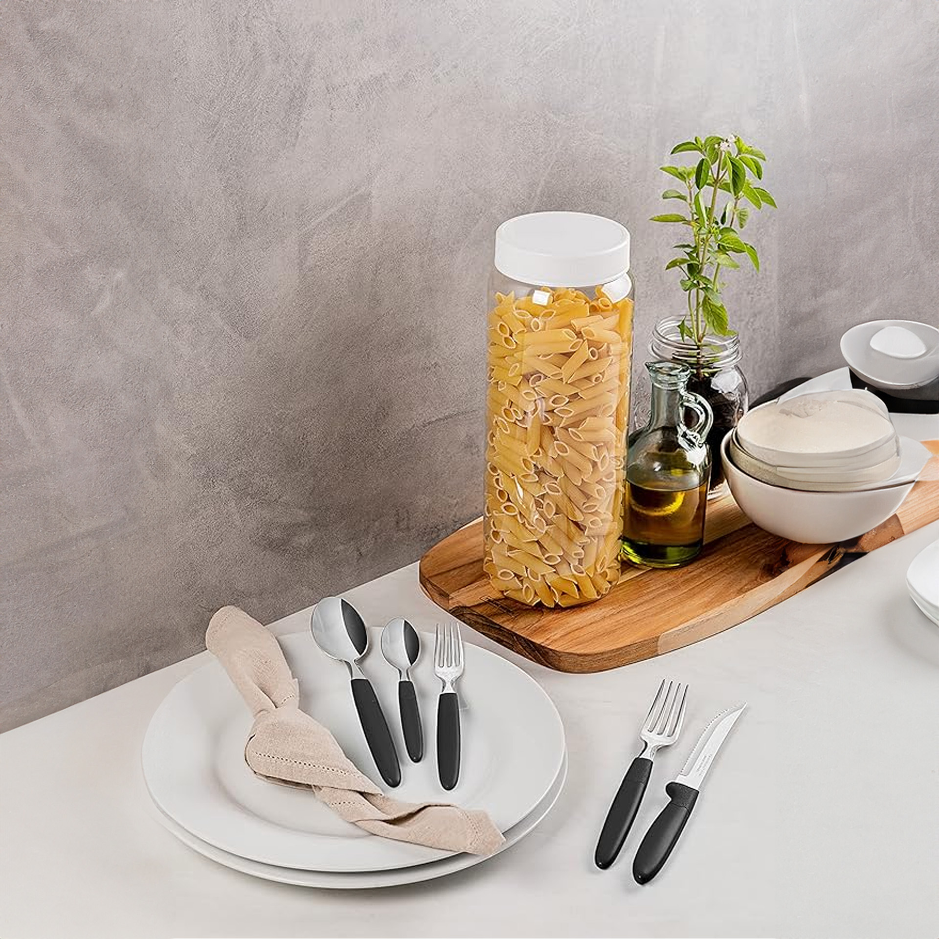 Faqueiro Inox Ipanema com Cabo Preto 27.4X10.4X10.4cm 30 Peças