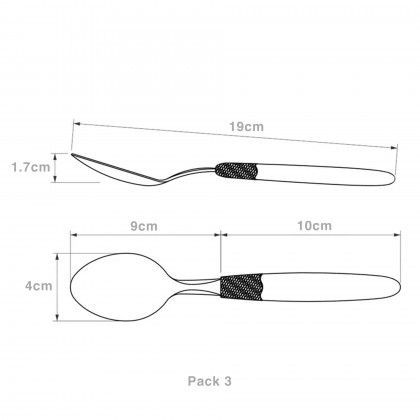 Colher Mesa Ipanema Cabo Polipropileno Preto 1.7X4X19cm Pack 3