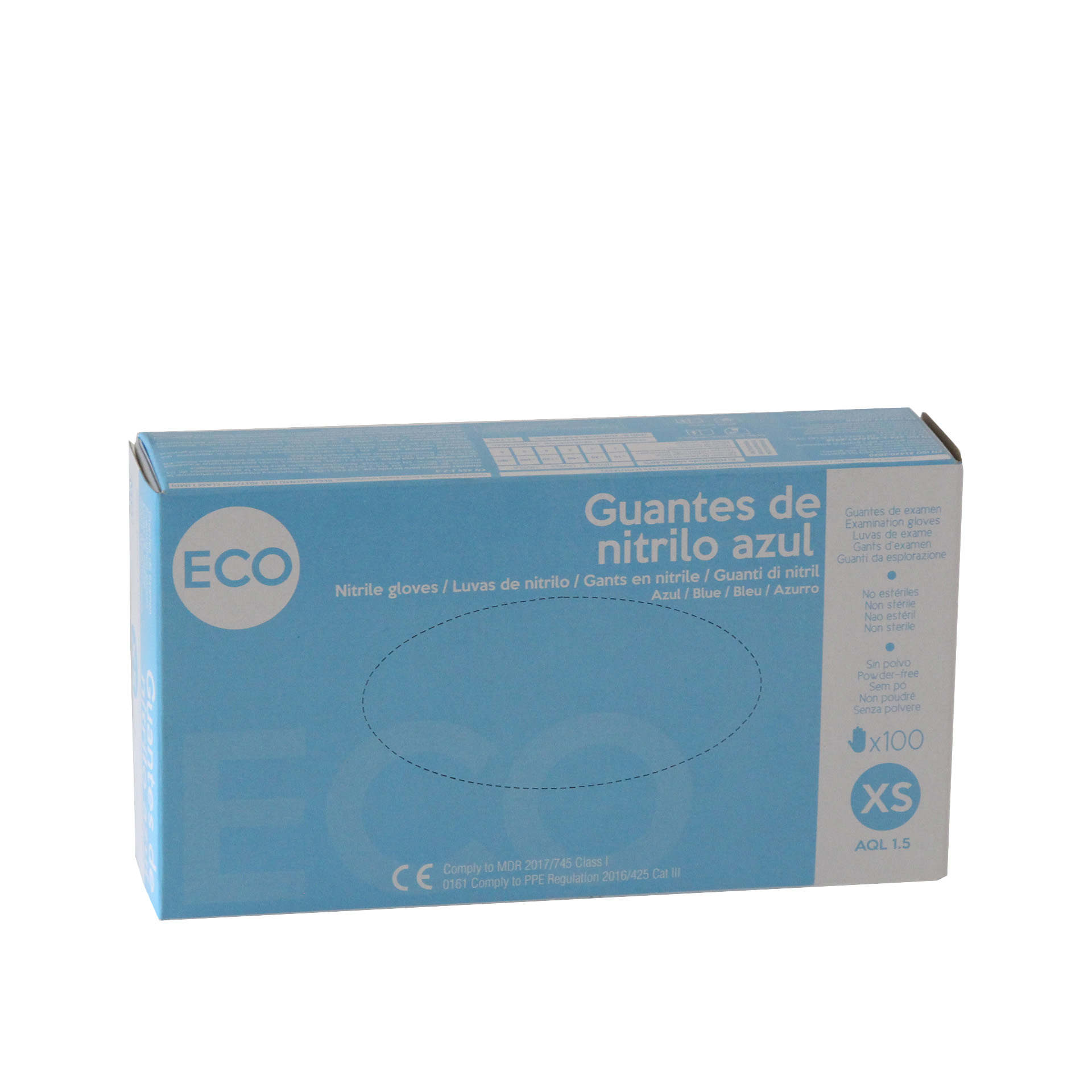 Luva Nitrilo Azul Eco Tamanho XS Pack 100