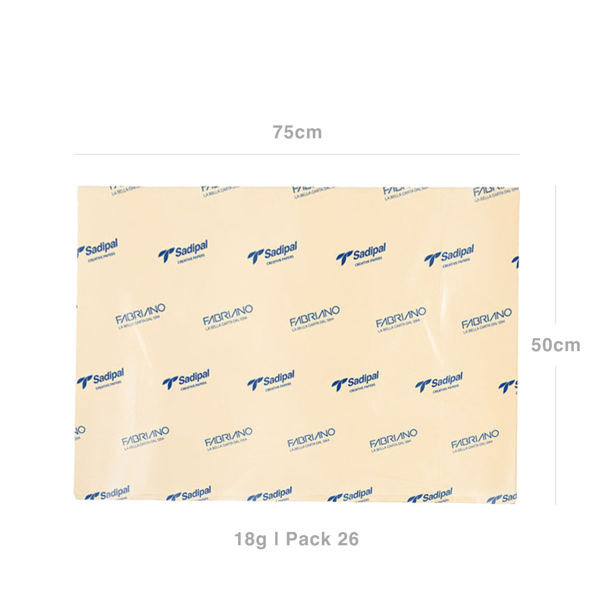 Papel Seda Sadipal Amarelo Pastel 18gr 50X75cm Pack 26