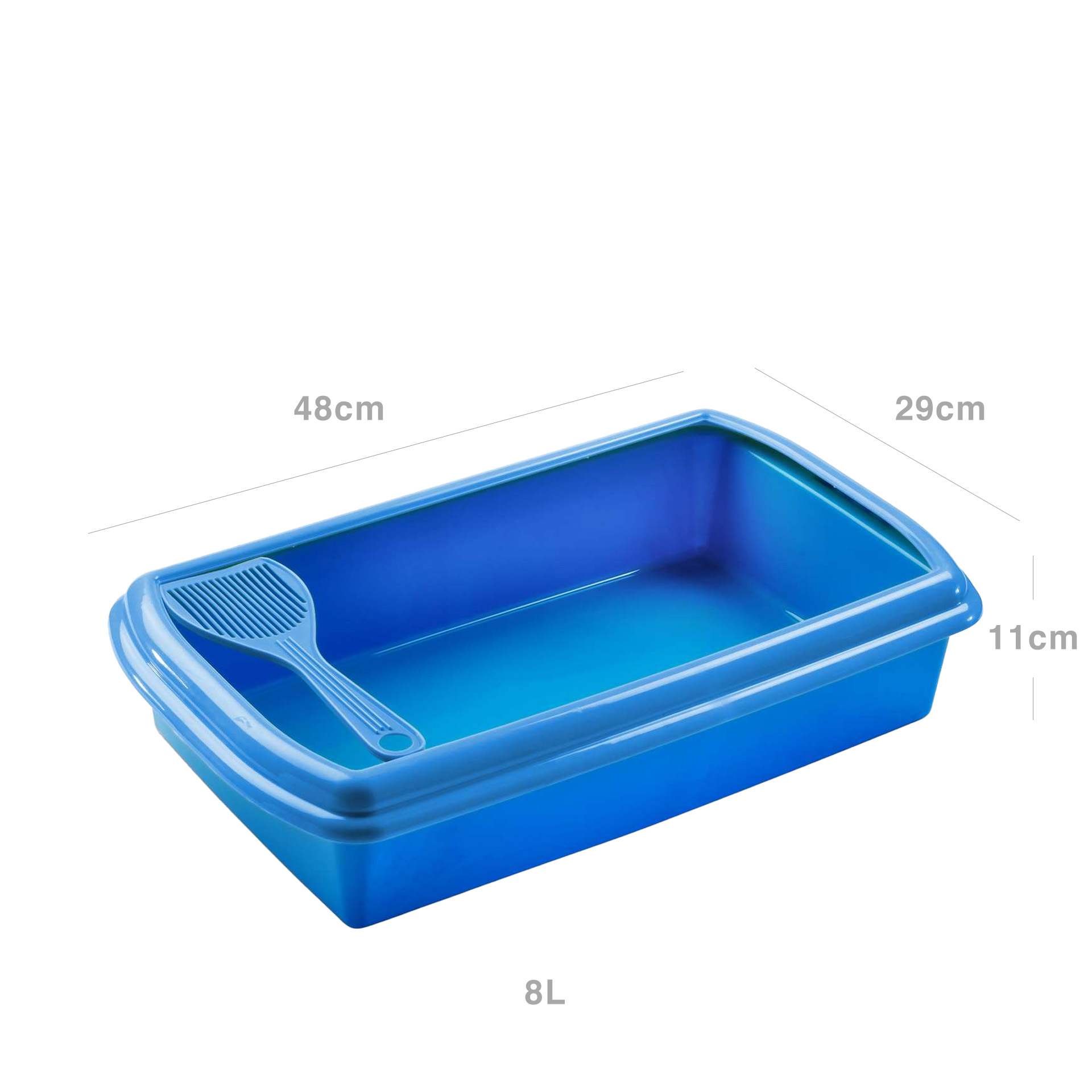 Caixa Higiénica com Pá Plástico Cor Sólida 8000ml 48X29X11cm