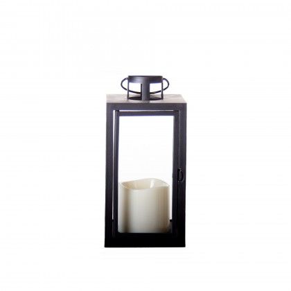 Lanterna Led Vela Preta 21X9.5X9cm