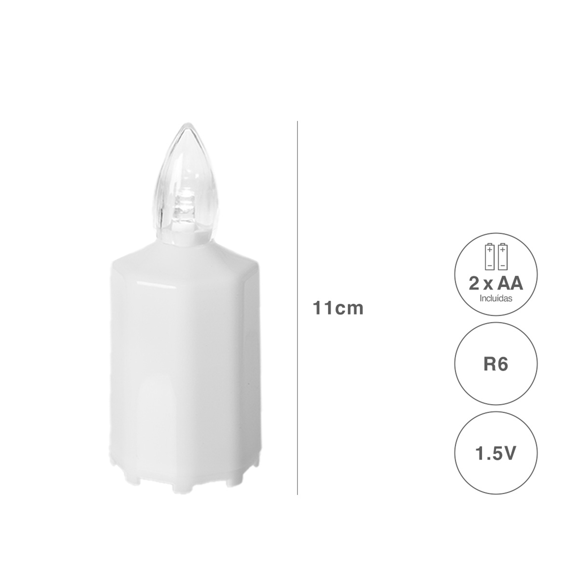 Círio Elétrico Led ZE3 4.5X11cm Branco