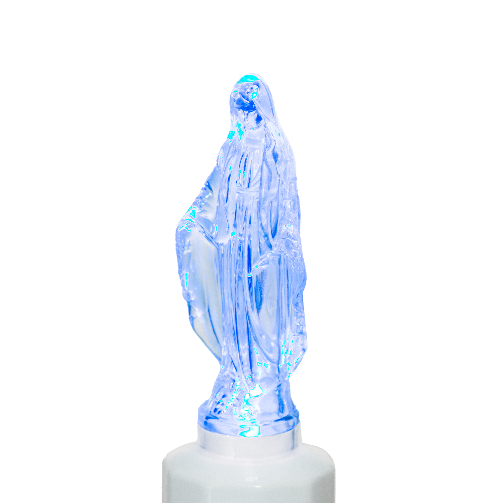 Círio Elétrico Nossa Senhora Fátima 5X5X18cm Luz Azul