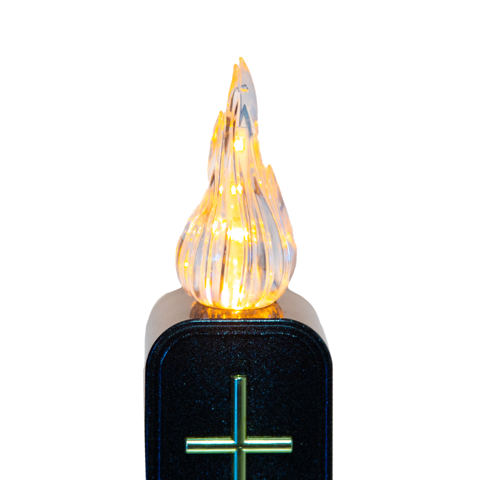 Círio Elétrico Memorial Luz Quente Intermitente 6X4X16cm Preto