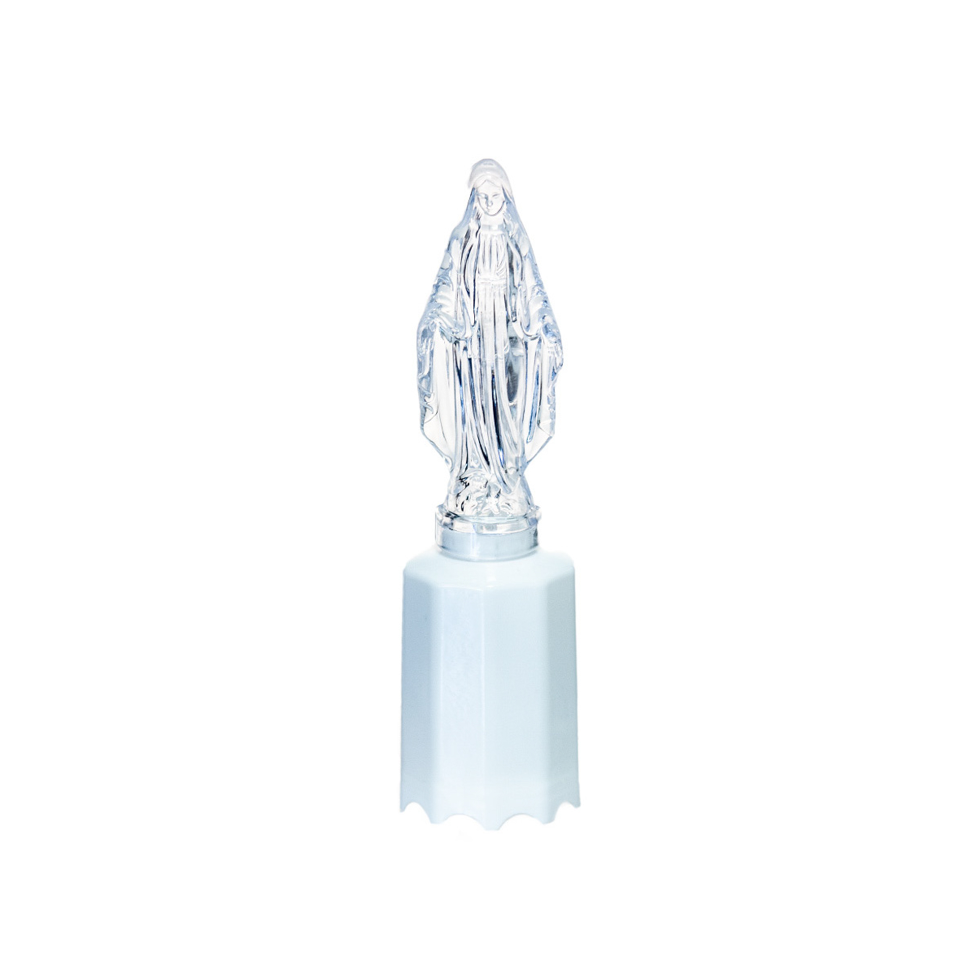 Círio Elétrico Nossa Senhora Fátima 5X5X18cm Luz Azul