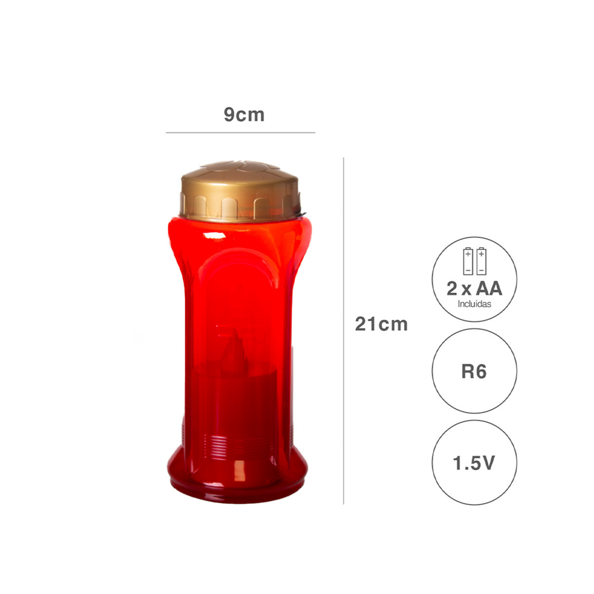 Círio Elétrico 60 Dias Clara 9X21cm Vermelho