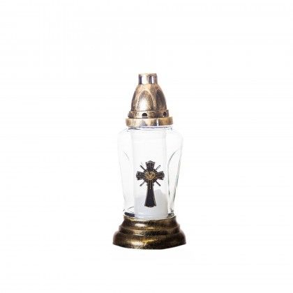 Candeeiro Vidro Cruz Z26 11X25cm Dourado