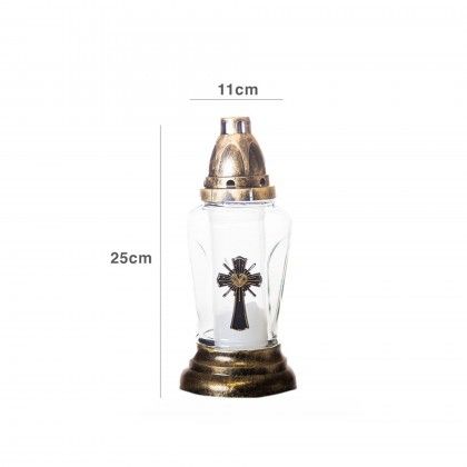 Candeeiro Vidro Cruz Z26 11X25cm Dourado