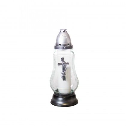 Candeeiro Vidro Cruz S53 11X29cm Prateado