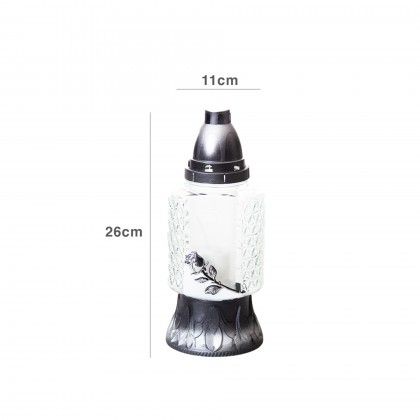 Candeeiro Vidro Z17 11X26cm Prateado