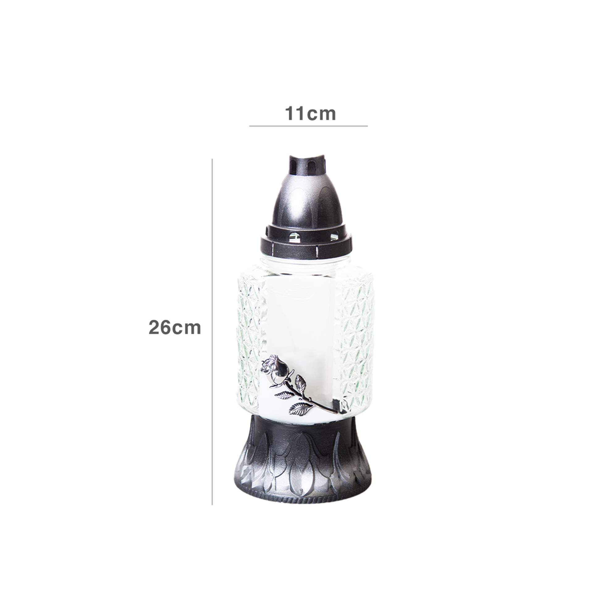 Candeeiro Vidro Z17 11X26cm Prateado